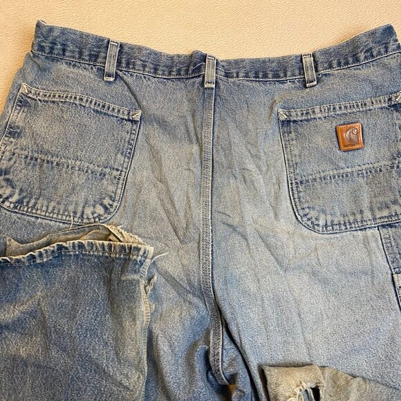 Carhartt Mens Carpenter Pants 42x36 Loose Original Fit Denim Enormous Distressed - Picture 9 of 11
